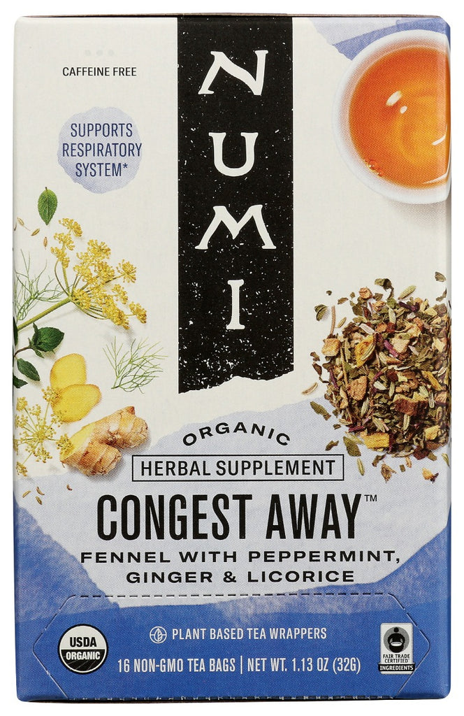 NUMI TEAS: Organic Congest Away Tea, 16 bg