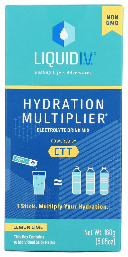 LIQUID IV: Hydration Multiplier Lemon Lime Electrolyte Drink Mix 10 Count Sticks, 5.65 oz