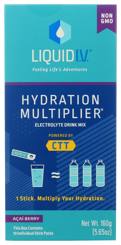 LIQUID IV: Hydration Multiplier Acai Berry Electrolyte Drink Mix 10 Count Sticks, 5.65 oz