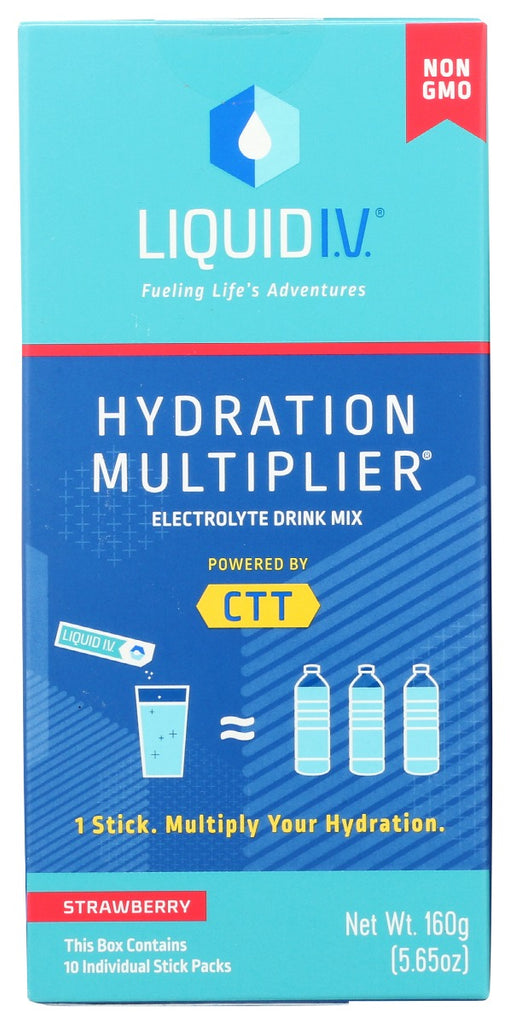 LIQUID IV: Hydration Multiplier Strawberry Electrolyte Drink Mix 10 Count Sticks, 5.65 oz