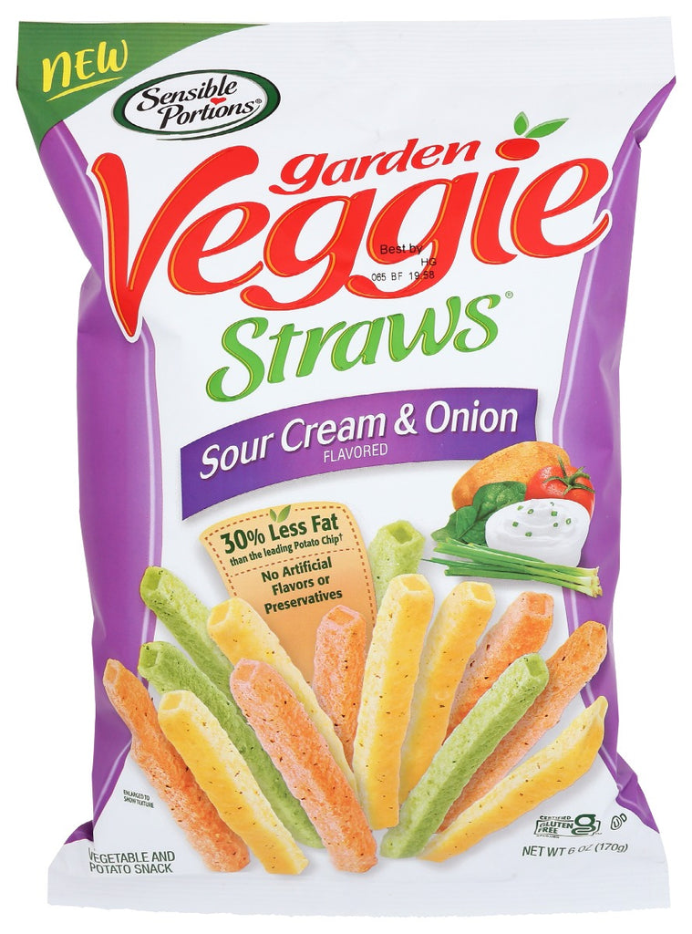 SENSIBLE PORTIONS: Garden Veggie Straws Sour Cream And Onion Flavored, 6 oz