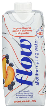 FLOW WATER: Organic Flavored Peach Plus Blueberry Spring Water, 16.9 fo