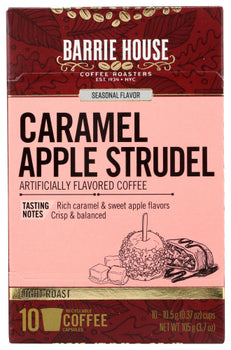 BARRIE HOUSE: Caramel Apple Strudel Coffee 10 Single Serve Capsules, 3.7 oz