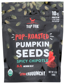 TOP FOX: Pop Roasted Pumpkin Seeds Spicy Chipotle, 3.5 oz