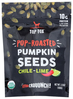 TOP FOX: Pop Roasted Pumpkin Seeds Chile Lime, 3.5 oz