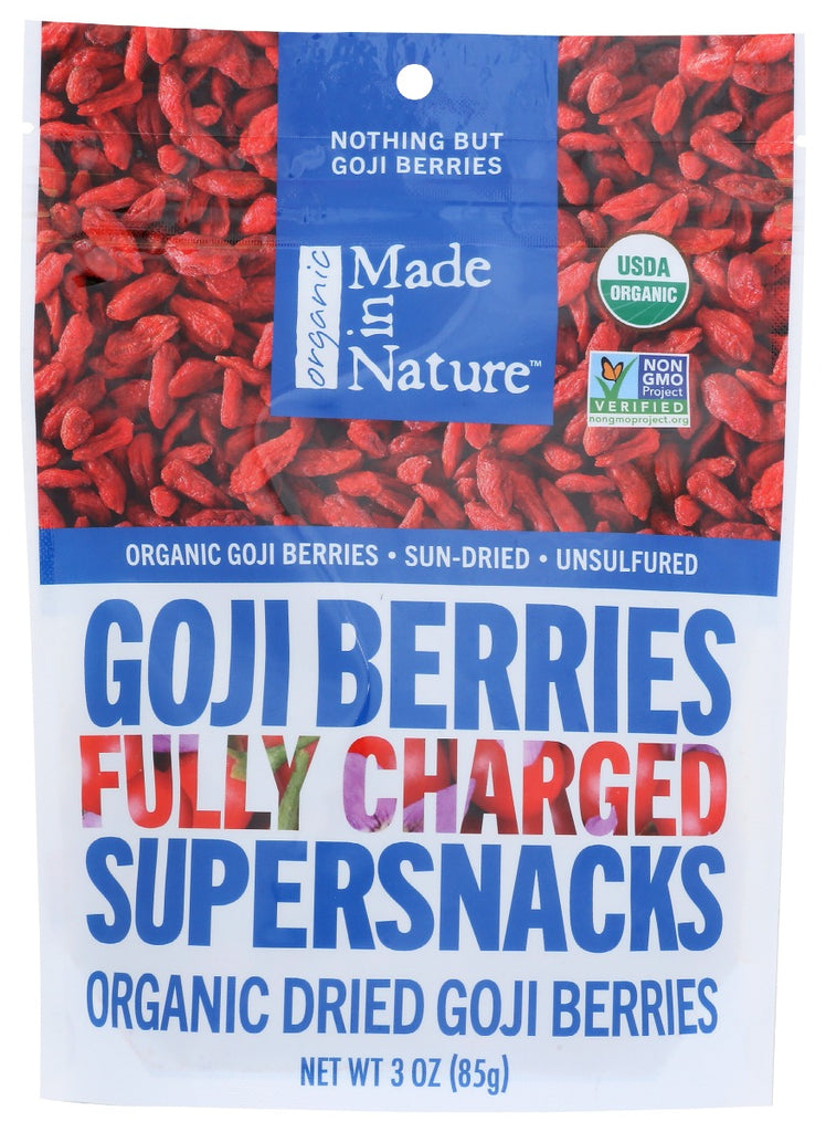 MADE IN NATURE: Organic Dried Goji Berries Fully Charged Supersnacks, 3 oz