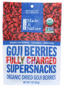 MADE IN NATURE: Organic Dried Goji Berries Fully Charged Supersnacks, 3 oz