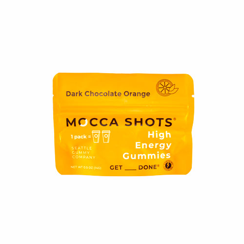 SEATTLE GUMMY COMPANY: Mocca Shots High Energy Gummies Dark Chocolate Orange 2Pk, 1 oz