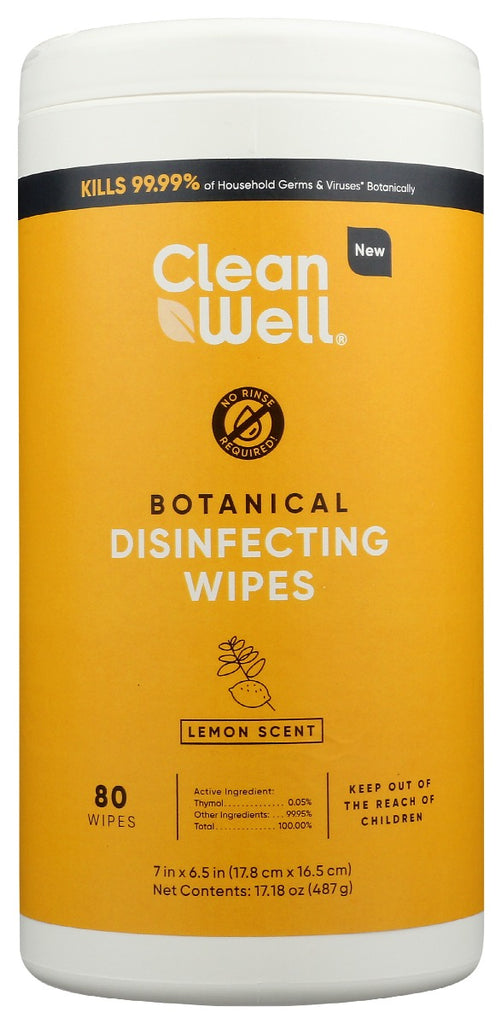 CLEANWELL: Wipes Disinfecting Lemon, 80 pc