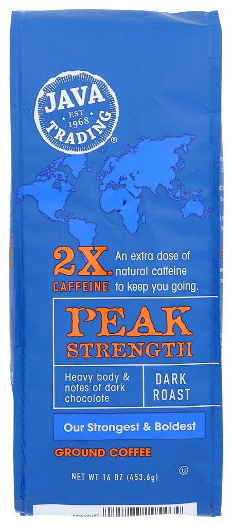 JAVA TRADING: Peak Strength High Caffeine Ground Coffee, 16 oz