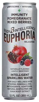 BODY INTELLIGENCE: Euphoria Intelligent Sparkling Water Pomegranate Mixed Berries, 12 fo