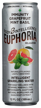 BODY INTELLIGENCE: Euphoria Intelligent Sparkling Water Grapefruit Mint Basil, 12 fo