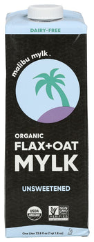 MALIBU MYLK: Unsweetened Organic Flax Oat Milk, 33.8 fo