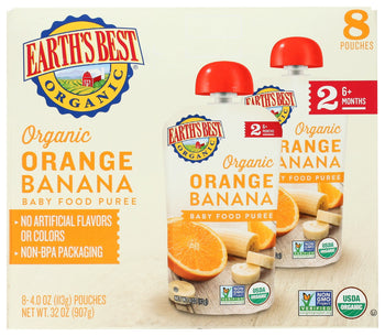 EARTHS BEST: Organic Orange Banana Puree S2 8Pk, 32 oz