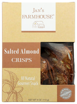 JANS FARMHOUSE: Salted Almond Crisps, 4 oz