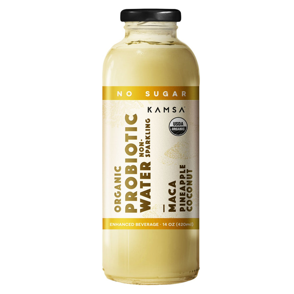 KAMSA: Maca Pineapple Coconut Organic Probiotic Non Sparkling Water, 14 fo