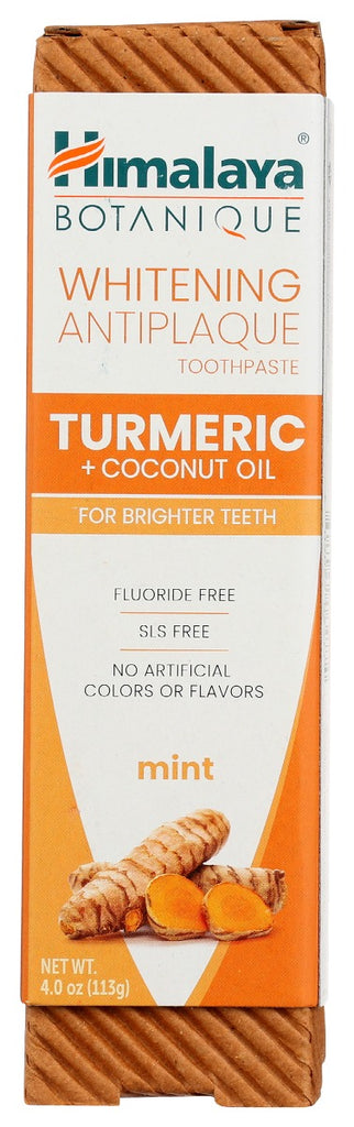 HIMALAYA HERBAL HEALTHCARE: Turmeric & Coconut Oil Whitening Antiplaque Toothpaste, 4 oz