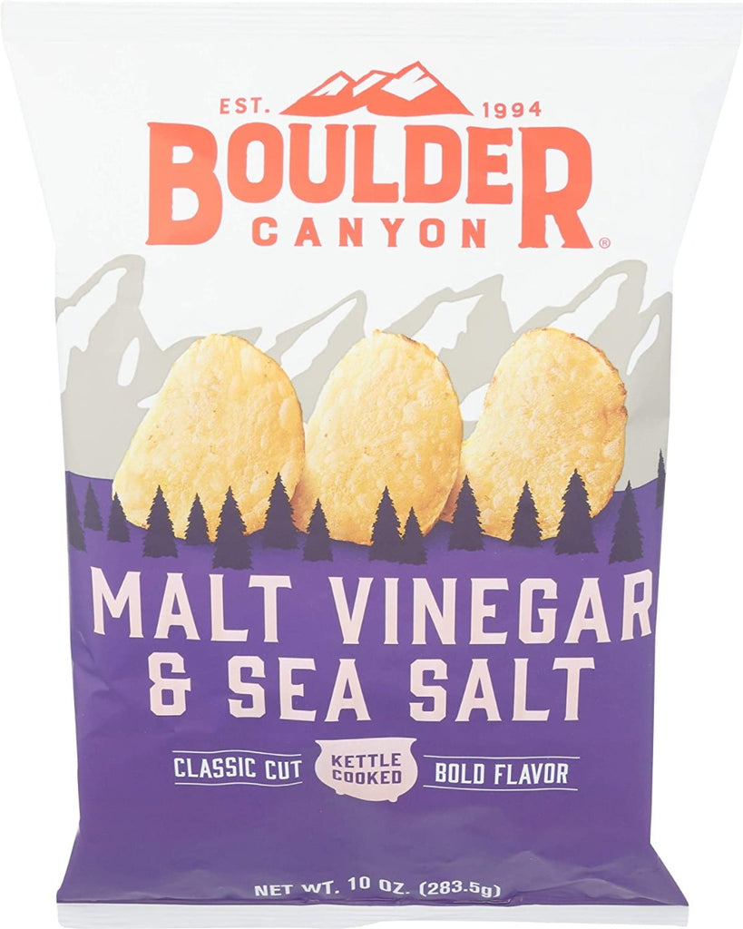 BOULDER CANYON: Classic Cut Malt Vinegar & Sea Salt Kettle Cooked Chips, 10 oz