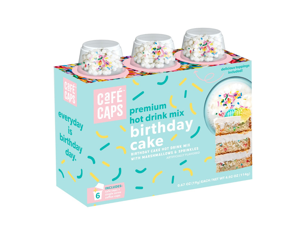 CAFE CAPS: Birthday Cake Premium Hot Drink Mix, 6 cu