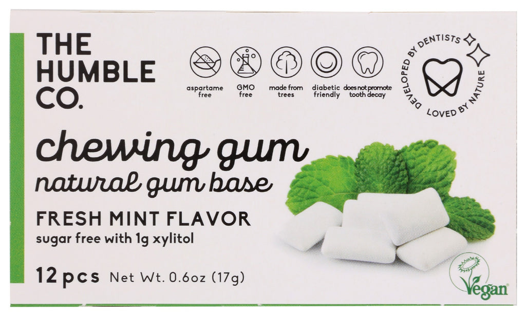 THE HUMBLE CO: Fresh Mint Chewing Gum, 12 pc