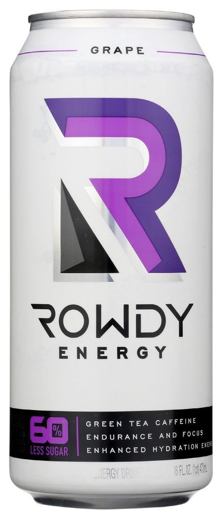 ROWDY ENERGY: Drink Grape Low Cal, 16 fo