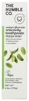 THE HUMBLE CO: Fresh Mint Sodium Fluoride Anticavity Toothpaste, 6.2 oz