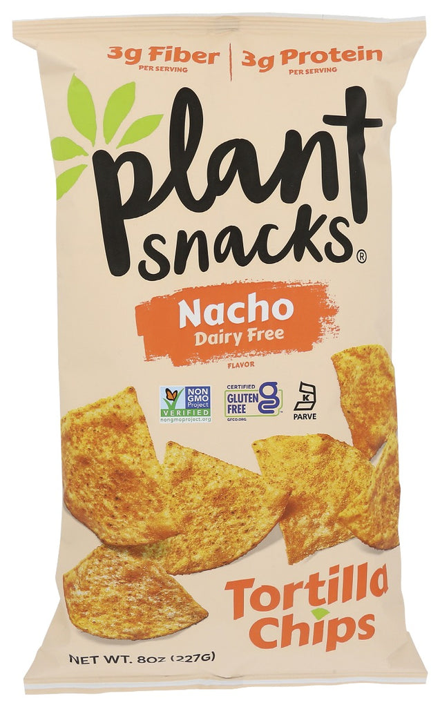 PLANT SNACKS BRAND: Dairy Free Nacho Tortilla Chips, 8 oz