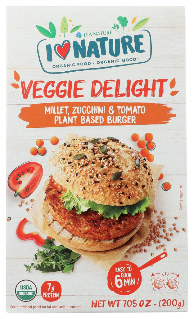 I LOVE NATURE: Millet, Zucchini and Tomato Plant Based Burger, 7.05 oz