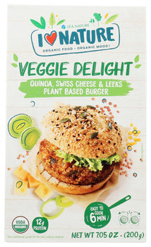 I LOVE NATURE: Quinoa, Swiss Cheese & Leeks Plant Based Burger, 7.05 oz