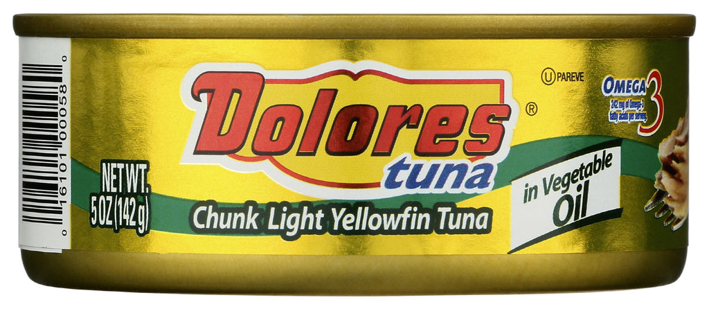 DOLORES: Chunk Light Yellowfin Tuna In Vegetable Oil, 5 oz