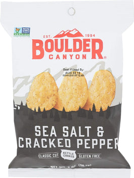 BOULDER CANYON: Classic Cut Sea Salt & Cracked Pepper Kettle Cooked Chips, 2 oz