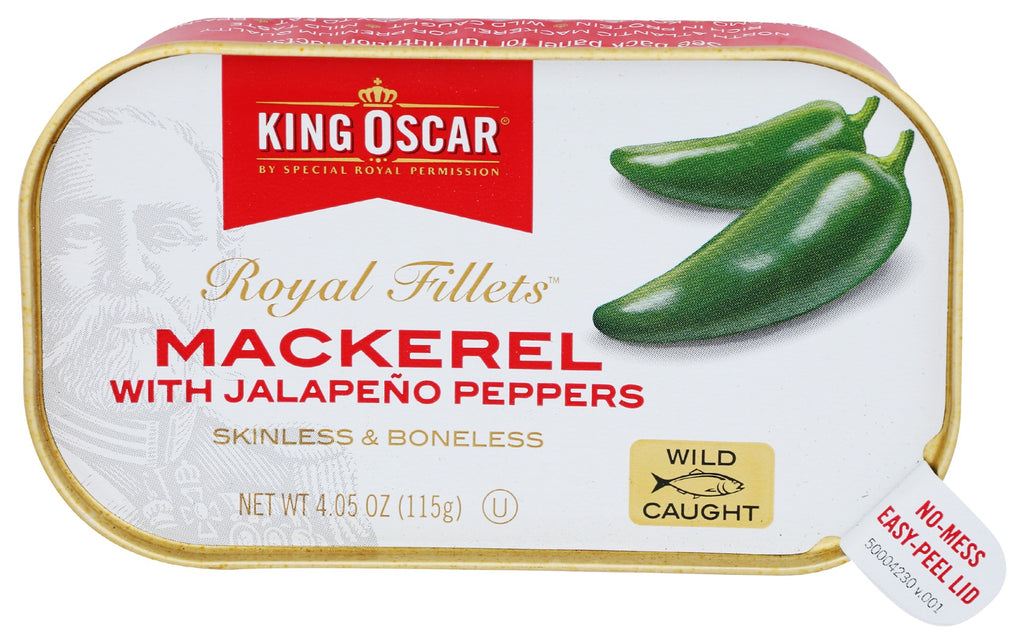 KING OSCAR: Mackerel Fillet Jalapeno Peppers, 4.05 oz