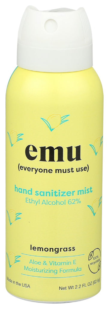 EMU: Hand Sanitizer Mist Lemongrass, 2.2 oz