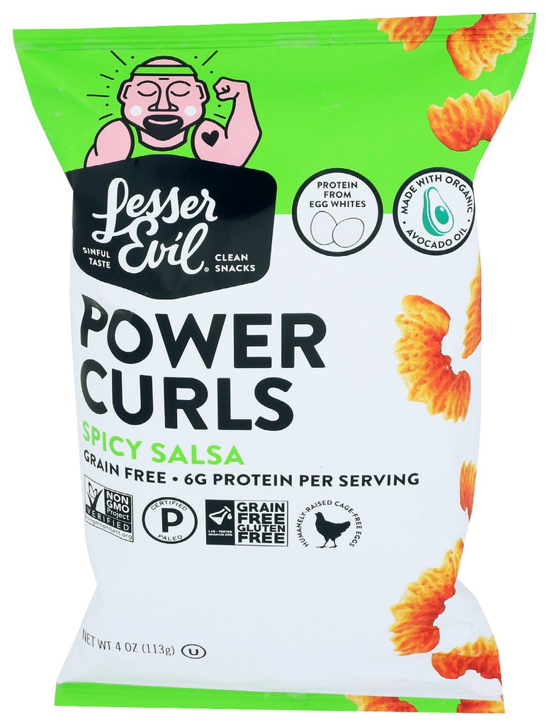 LESSER EVIL: Power Curls Spicy Salsa, 4 oz