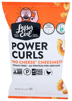 LESSER EVIL: Power Curls "No Cheese" Cheesiness, 4 oz