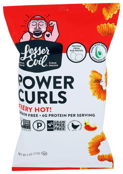 LESSER EVIL: Power Curls Fiery Hot, 4 oz