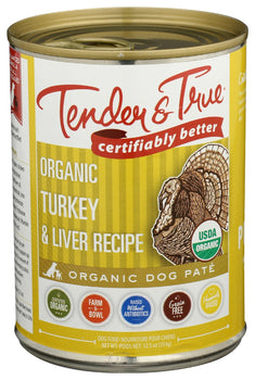 TENDER AND TRUE: Organic Turkey and Liver Canned Dog Food, 12.5 oz