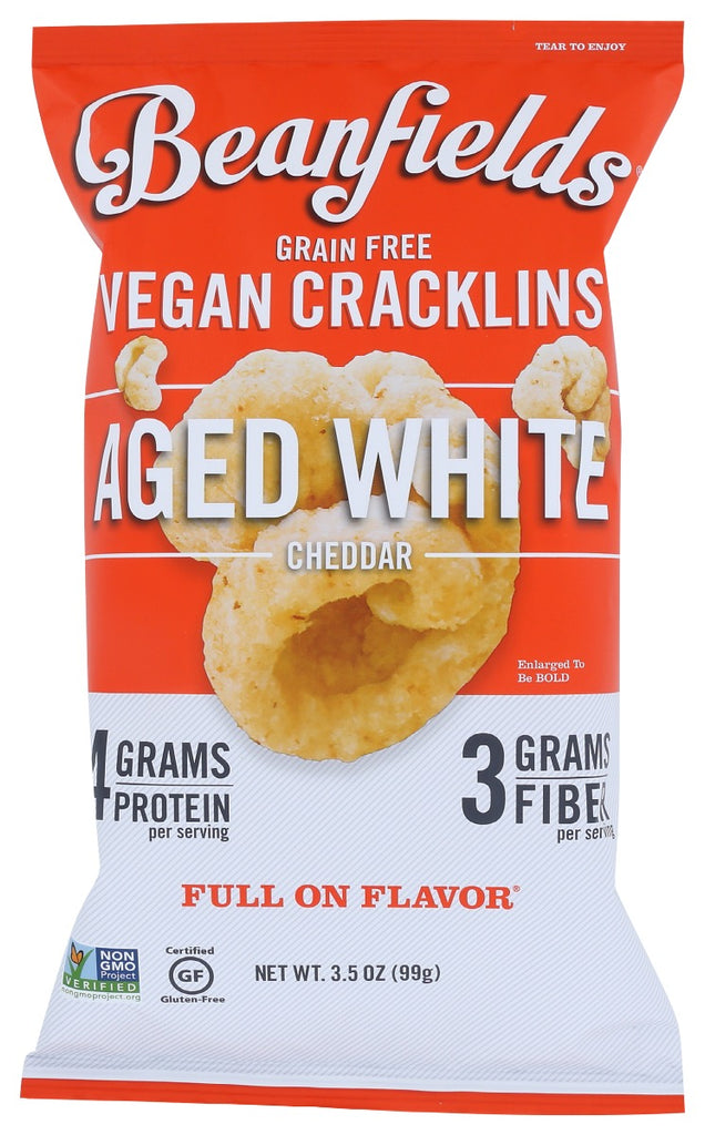 BEANFIELDS: Cracklins Aged Wht Chdr, 3.5 oz