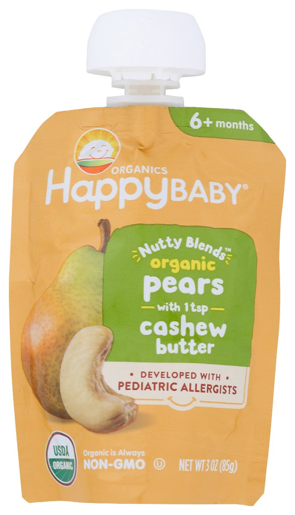 HAPPY BABY: Food Baby Pear Cashew Btr, 3 oz