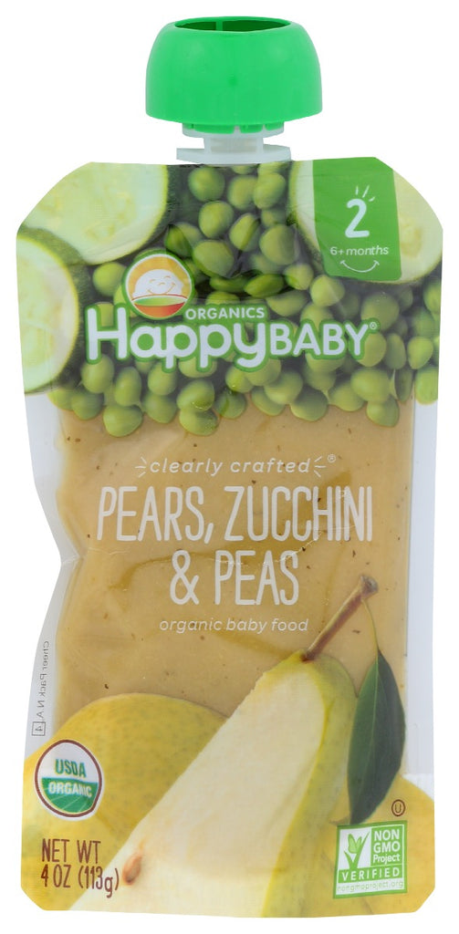 HAPPY BABY: S2 Pear Zucchini Pea Org, 4 oz