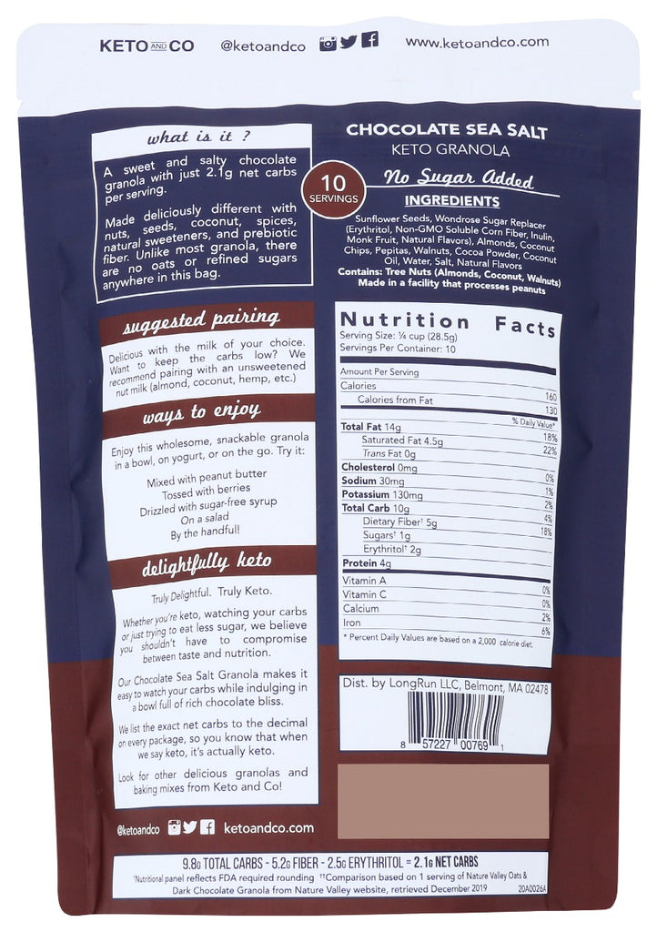 KETO & CO: Granola Choc Sea Salt, 10 oz