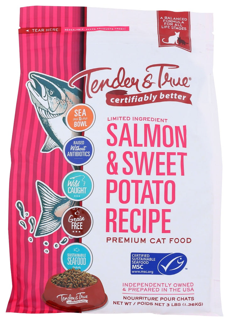 TENDER AND TRUE: Cat Fd Salm & Swt Pot Dry, 3 lb