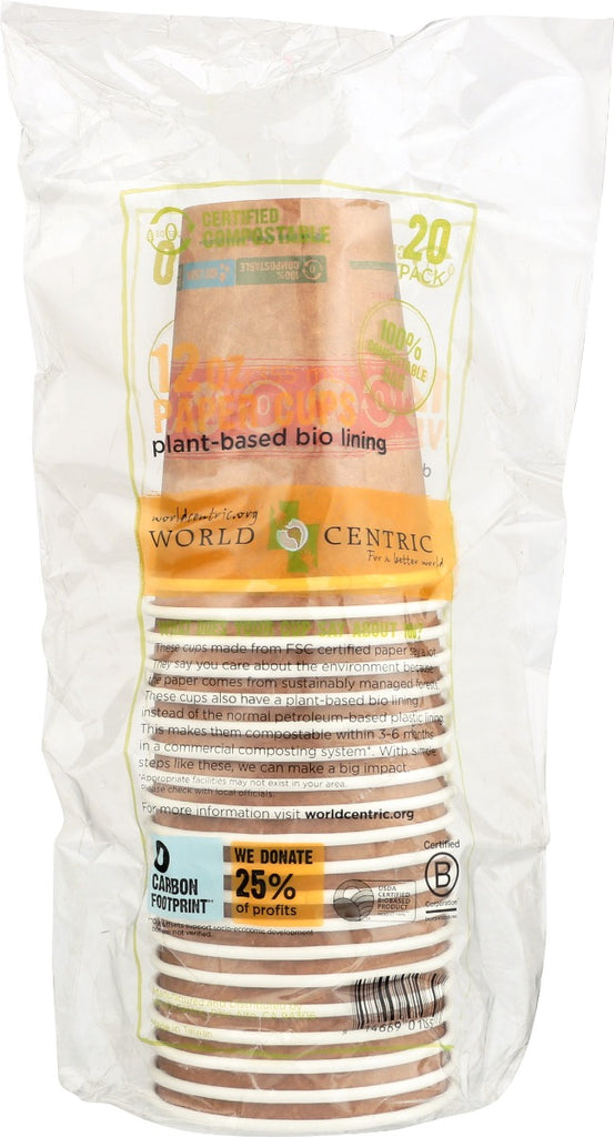 WORLD CENTRIC: Cup Paper Hot Compost 12Z, 20 pc