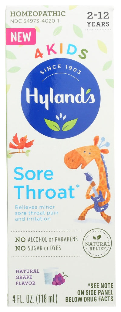 HYLAND: Kids Sore Throat Grape, 4 fo