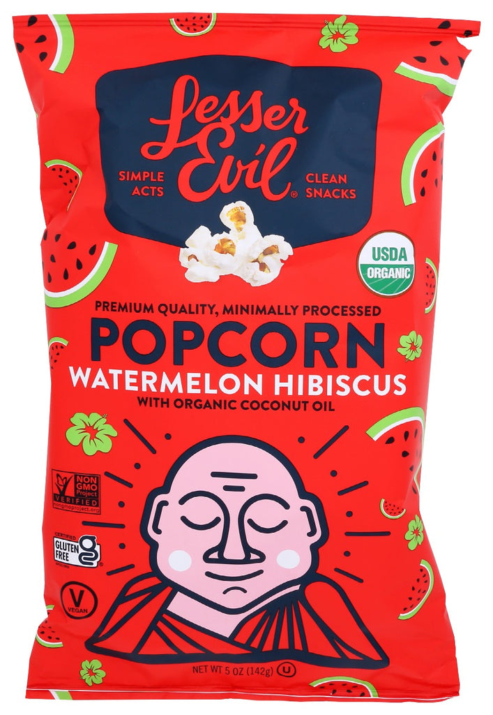 LESSER EVIL: Popcorn Rte Watermelon, 5 oz