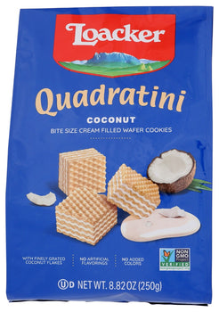 LOACKER: Wafer Qudrtni Coconut 250G, 8.82 oz