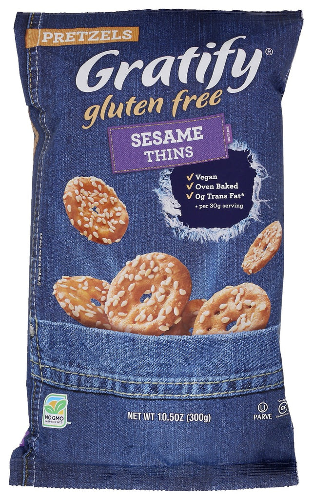 GRATIFY: Pretzel Gf Thin Sesame, 10.5 oz