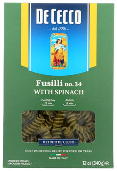 DE CECCO: Pasta Spnch Fusilli, 12 oz