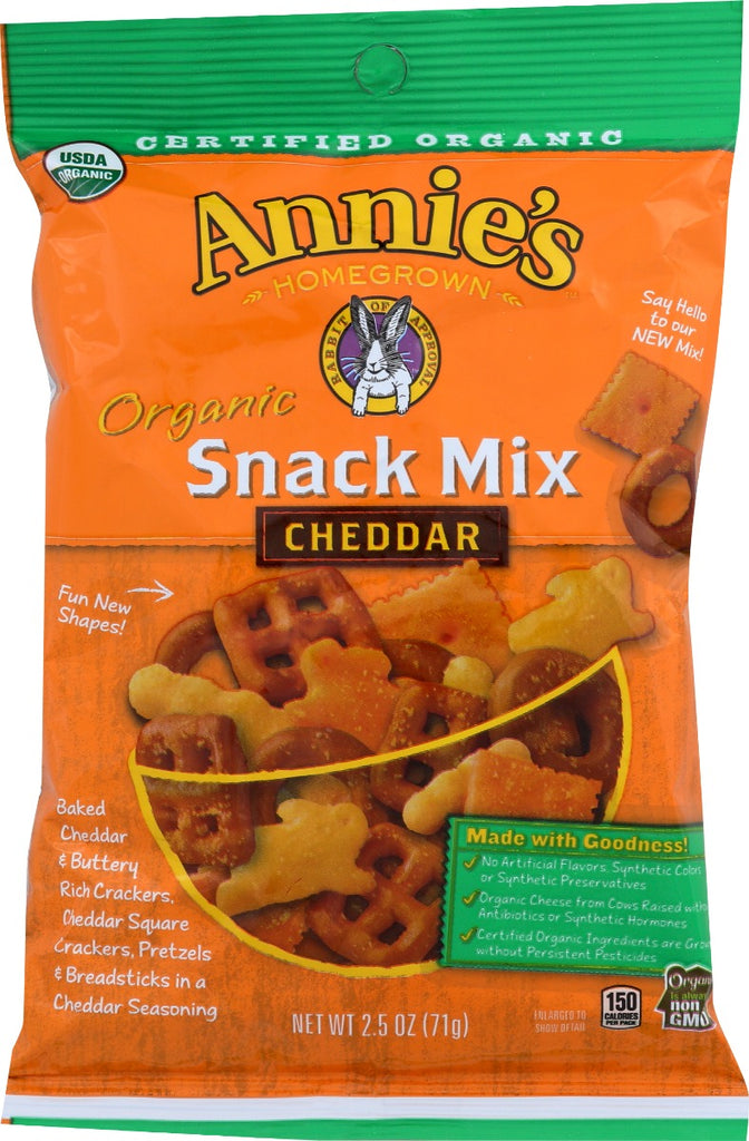 ANNIES HOMEGROWN: Snack Mix Cheddar Org, 2.5 oz