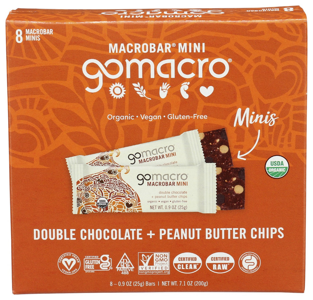 GOMACRO: Bar Dbl Chc Pb Mini 8 Pk, 7.1 oz